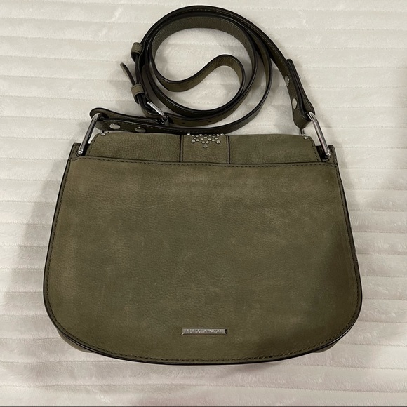 Rebecca Minkoff Stargazing Saddle Green Nubuck Leather Cross Body Bag - Picture 3 of 15